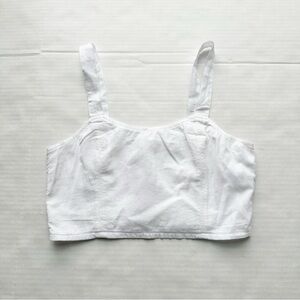 Aerie New Smocked Crop Cotton Tank Top in White NWT size S